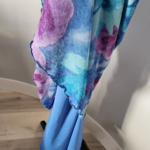 Vintage 90s Sleeveless Floral Teal Blue Dress Size 10 womens - Picture 11 of 16